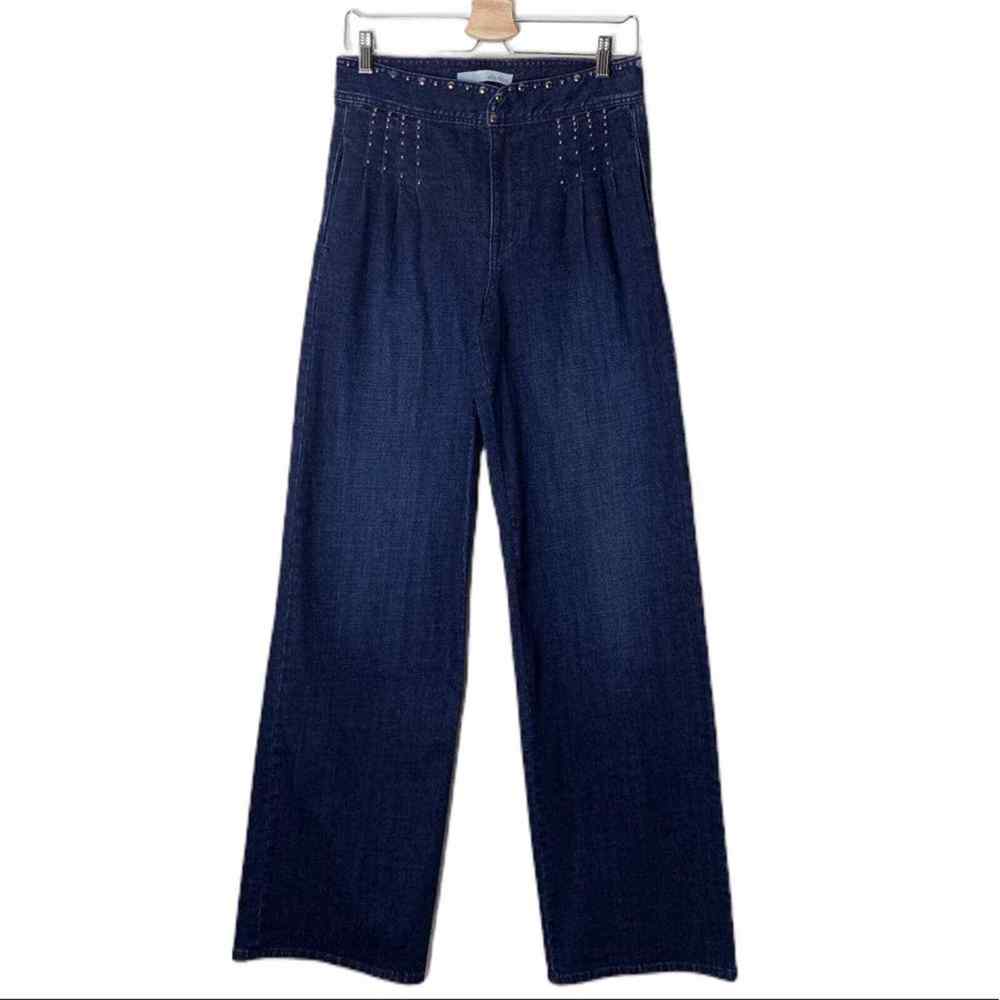 Ella moss dark wash studded wide leg jeans size 28